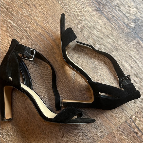 Vince Camuto Black Suede Ankle Strap Heels - Picture 2 of 6